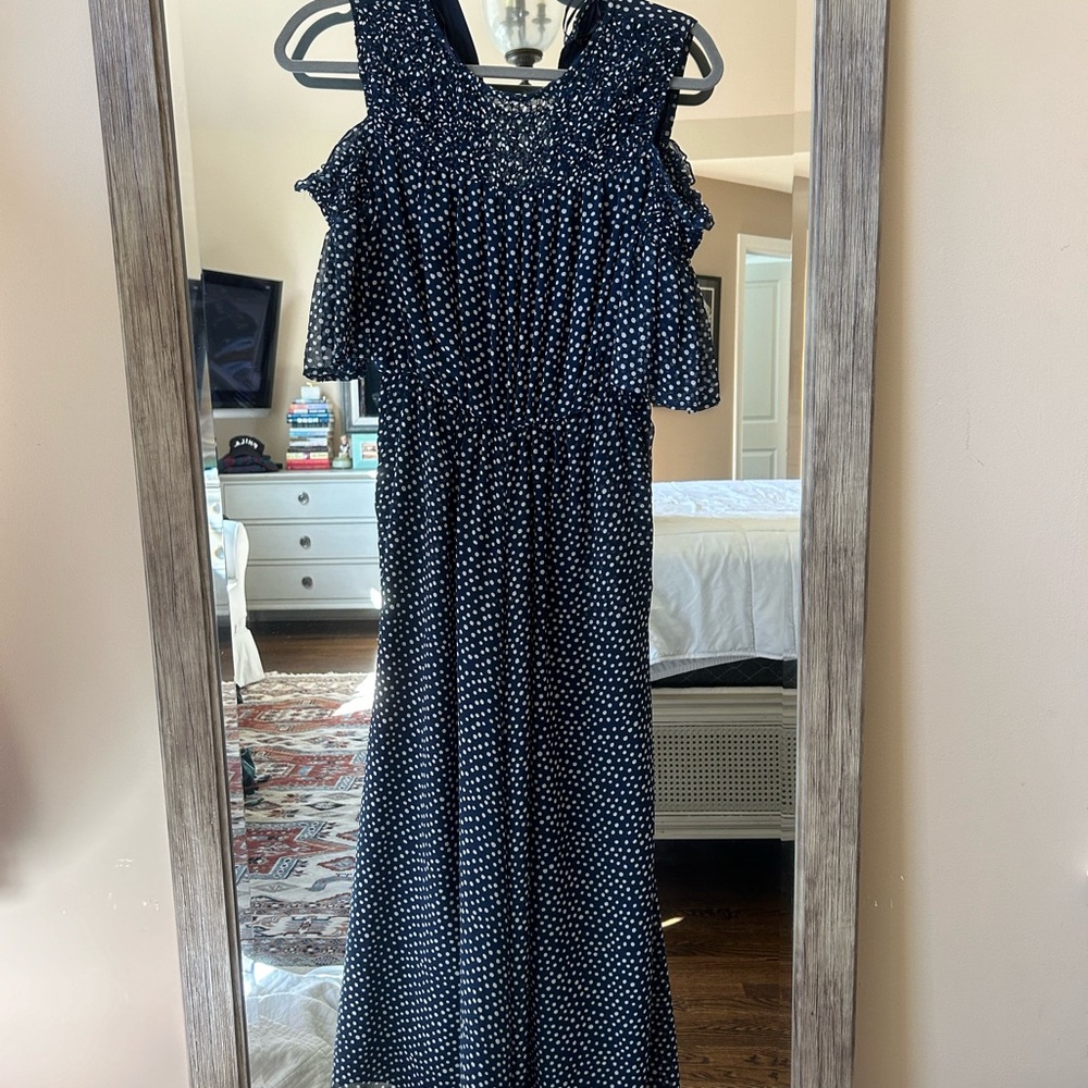 Zara Navy Blue Polka Dot Dress